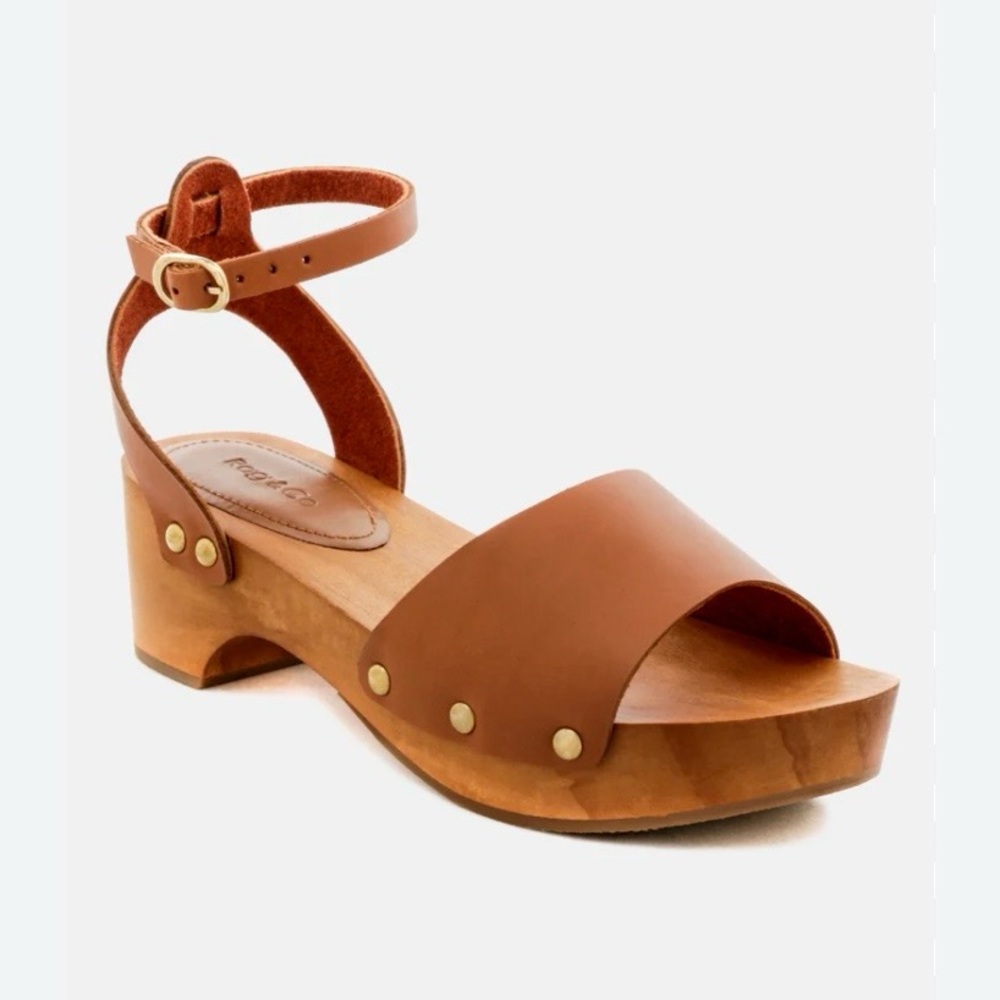 Lulu’s  Sexy Willy Cognac Leather Open-Toe Clog Sandals